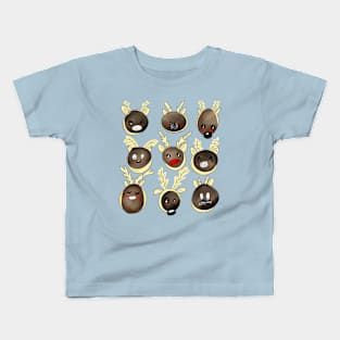 Nine Reindeer With Background Color Kids T-Shirt